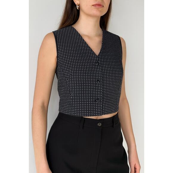 Vintage Emanuel Ungaro Polka Dot Striped Silk Vest  10/44 Top Cropped Preppy - Picture 1 of 6
